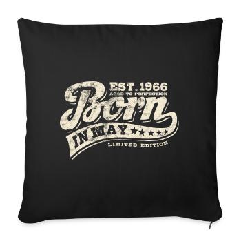 Né en mai 1966 - Anniversaire - Cadeau - Housse de coussin décorative 45 x 45 cm - noir - Devant