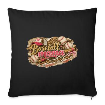 Baseball Mama Léopard - Style Western Grunge - Housse de coussin décorative 45 x 45 cm - noir - Devant