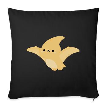 Pavot ptérodactyle de Kawaii - Housse de coussin décorative 45 x 45 cm - noir - Devant