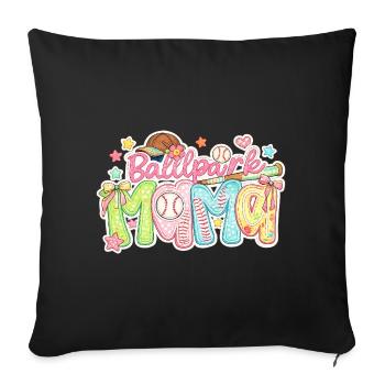 Ballpark Mom Baseball Bow Pastel Design - Sofa pillowcase 17,3'' x 17,3'' (45 x 45 cm) - black - Front