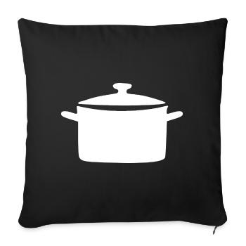Icône de la marmite de cuisson blanche - Housse de coussin décorative 45 x 45 cm - noir - Devant
