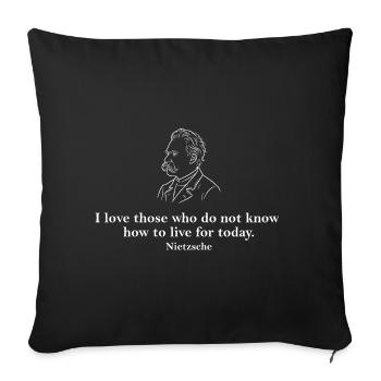 Nietzsche-Porträtzitat - Sofakissenbezug 45 x 45 cm - Schwarz - Vorne
