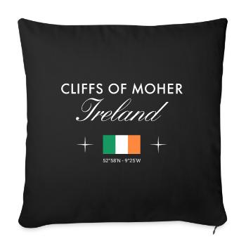 Cliffs of Moher Ireland Coordinates Travel Souvenir - Sofa pillowcase 17,3'' x 17,3'' (45 x 45 cm) - black - Front