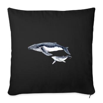 Humpback whale - humpback whale baleine à bosse - Sofa pillowcase 17,3'' x 17,3'' (45 x 45 cm) - black - Front