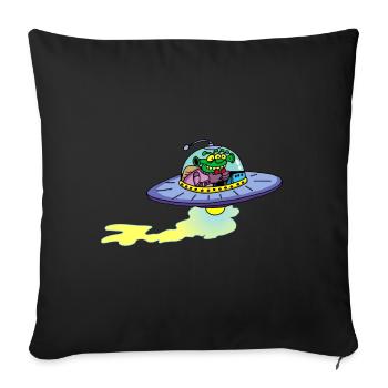 Vaisseau extraterrestre alien - Housse de coussin décorative 45 x 45 cm - noir - Devant