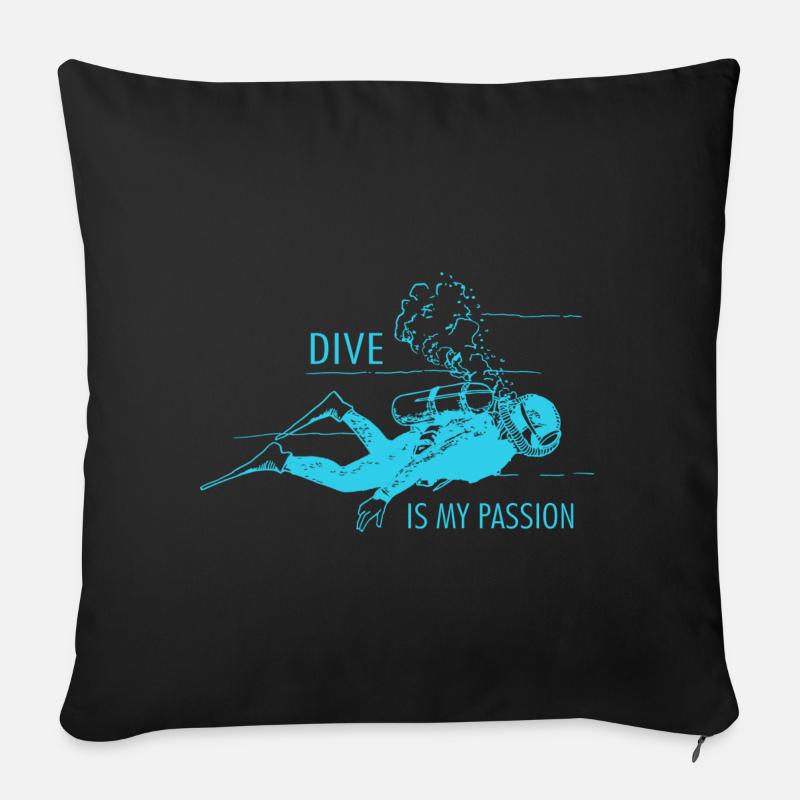 Plongeur plongée plongée costume mer cadeau - Housse de coussin décorative 45 x 45 cm - noir
