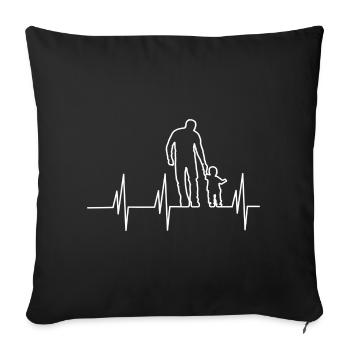 Battement de coeur père et fils - Housse de coussin décorative 45 x 45 cm - noir - Devant