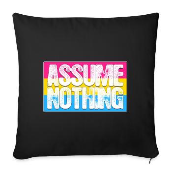 Assume Nothing Pansexual Pride Flag - Sofa pillowcase 17,3'' x 17,3'' (45 x 45 cm) - black - Front