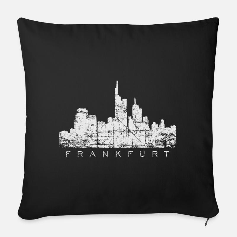 Frankfurter Skyline (Vintage Weiß) Frankfurt - Sofakissenbezug 45 x 45 cm - Schwarz