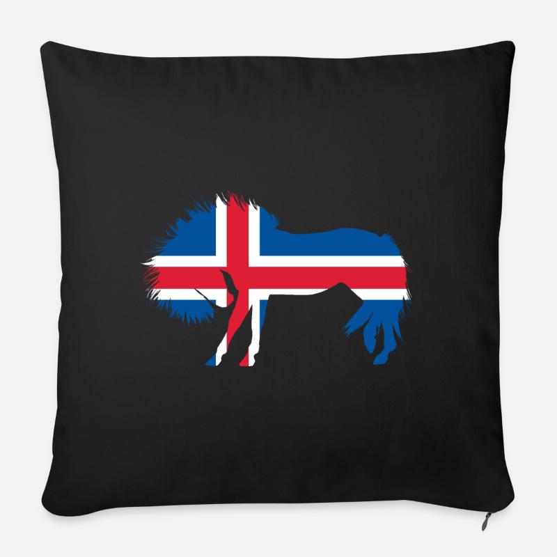Island Flagge îs Iceland Pferd Geschenk - Sofakissenbezug 45 x 45 cm - Schwarz