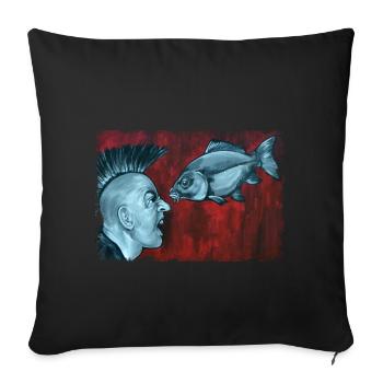 Poisson vs punk - Housse de coussin décorative 45 x 45 cm - noir - Devant