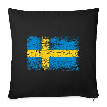 Drapeau suédois dans un style vintage - Housse de coussin décorative 45 x 45 cm - noir - Devant