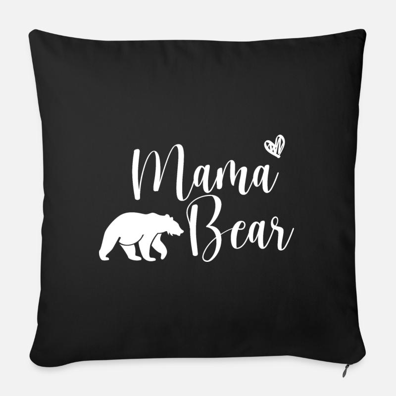 Maman bear - Maman Ours - Housse de coussin décorative 45 x 45 cm - noir