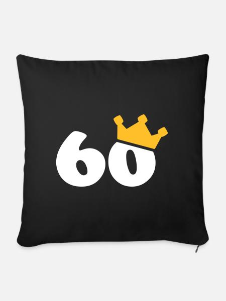 60 couronne 60 anniversaire 60 ans - Housse de coussin décorative 45 x 45 cm - noir