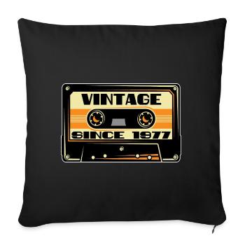 1977 Cassette Mixtape - 44e anniversaire - Housse de coussin décorative 45 x 45 cm - noir - Devant