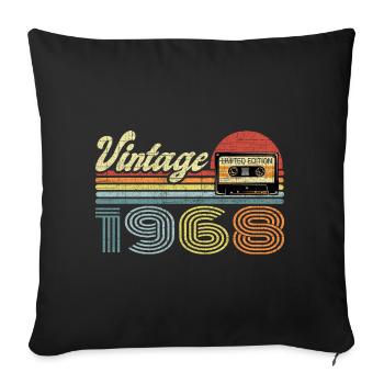 Vintage Since 1968 Mixtape cadeau 53ème anniversaire - Housse de coussin décorative 45 x 45 cm - noir - Devant