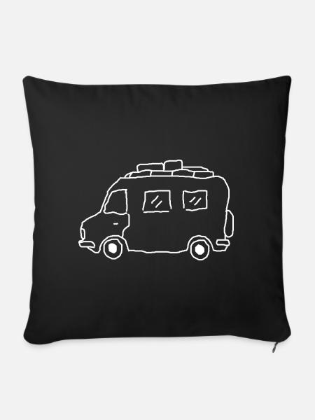 wohnmobil weltenbummler - Sofakissenbezug 45 x 45 cm - Schwarz