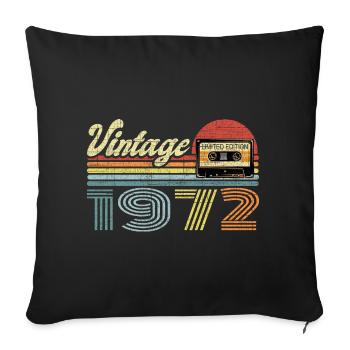 Vintage 1972 Cadeau pour le 49e anniversaire - Housse de coussin décorative 45 x 45 cm - noir - Devant
