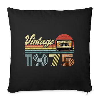 Vintage 1975 Cassette Mixtape - 46th Birthday - Sofa pillowcase 17,3'' x 17,3'' (45 x 45 cm) - black - Front