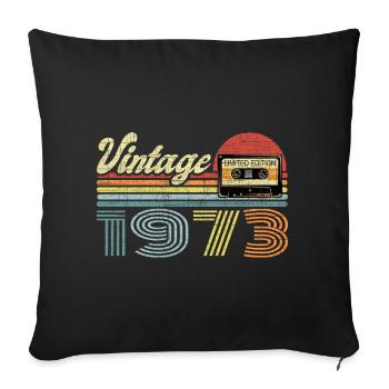 Vintage Since 1973 - Cadeau pour le 48e anniversaire - Housse de coussin décorative 45 x 45 cm - noir - Devant
