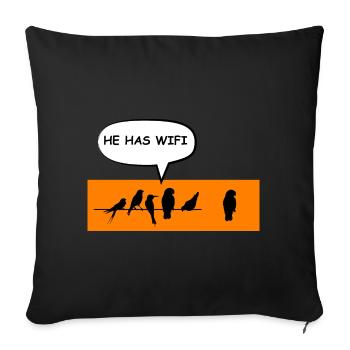 Wireless Birds Wi-Fi Funny Joke. - Sofa pillowcase 17,3'' x 17,3'' (45 x 45 cm) - black - Front