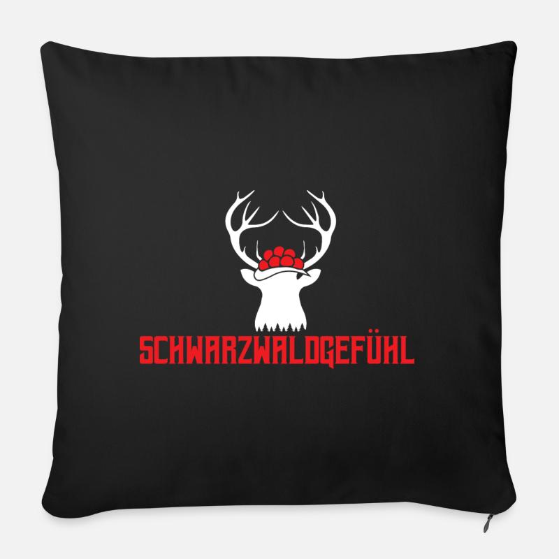 Schwarzwald Gefühl Hirschgeweih - Sofakissenbezug 45 x 45 cm - Schwarz