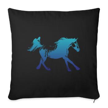 Arabe courant Cheval bleu - Housse de coussin décorative 45 x 45 cm - noir - Devant