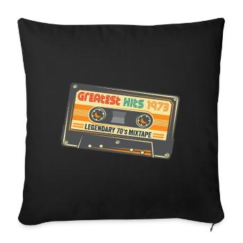 Greatest Hits 1973 Birthday Cassette Tape Design - Sofa pillowcase 17,3'' x 17,3'' (45 x 45 cm) - black - Front