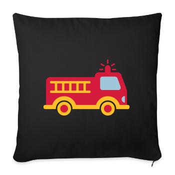 Fire truck with ladder - Sofa pillowcase 17,3'' x 17,3'' (45 x 45 cm) - black - Front
