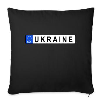 L’Ukraine dans l’Union européenne, plaque d’immatriculation - Housse de coussin décorative 45 x 45 cm - noir - Devant