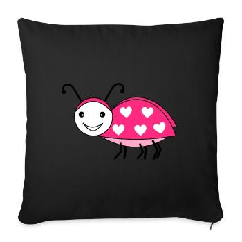 Mai coléoptère rose - Housse de coussin décorative 45 x 45 cm - noir - Devant