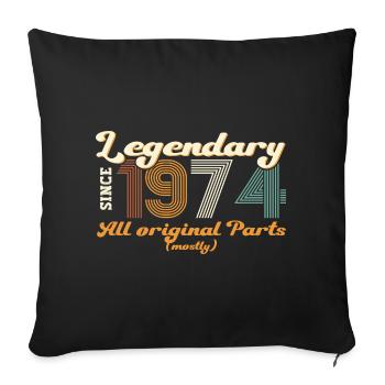 Original vintage 1974 48th birthday gift - Sofa pillowcase 17,3'' x 17,3'' (45 x 45 cm) - black - Front