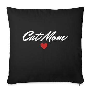 Cat mom Cat lover Geschenkidee - Sofakissenbezug 45 x 45 cm - Schwarz - Vorne