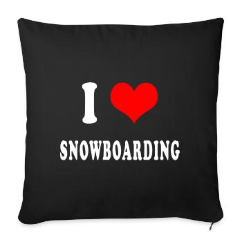 J'adore le snowboard - Housse de coussin décorative 45 x 45 cm - noir - Devant