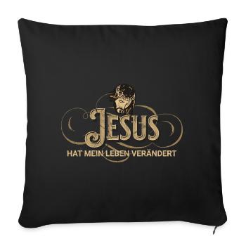 Jesus Lebensverändert Vintage Stil - Sofakissenbezug 45 x 45 cm - Schwarz - Vorne