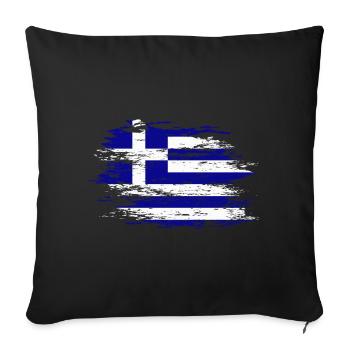 Greece flag used - Sofa pillowcase 17,3'' x 17,3'' (45 x 45 cm) - black - Front