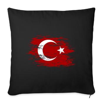 Drapeau de la Turquie utilisé - Housse de coussin décorative 45 x 45 cm - noir - Devant