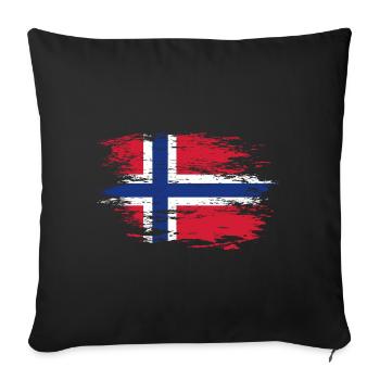 Drapeau de la Norvège utilisé - Housse de coussin décorative 45 x 45 cm - noir - Devant