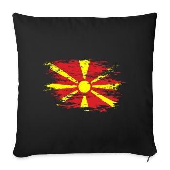 Macedonia flag used - Sofa pillowcase 17,3'' x 17,3'' (45 x 45 cm) - black - Front