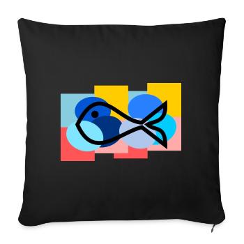 SARDINE. FISH. APRIL FOOL. EASTER. SEA - Sofa pillowcase 17,3'' x 17,3'' (45 x 45 cm) - black - Front