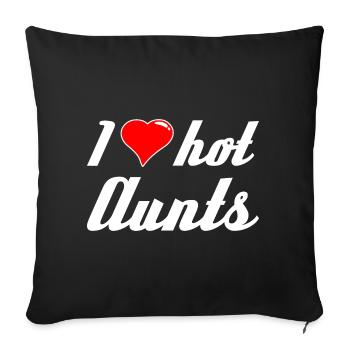 J’aime les tantes chaudes Ich liebe Tanten Männer Spruch - Housse de coussin décorative 45 x 45 cm - noir - Devant