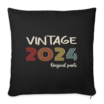 Millésime original 2024 | Cadeau d’anniversaire 2024 - Housse de coussin décorative 45 x 45 cm - noir - Devant