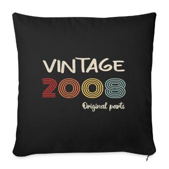 Original 2008 Vintage | Geburtstagsgeschenk 2008 - Sofakissenbezug 45 x 45 cm - Schwarz - Vorne