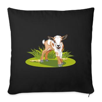 Cute baby goat on the lawn - Sofa pillowcase 17,3'' x 17,3'' (45 x 45 cm) - black - Front