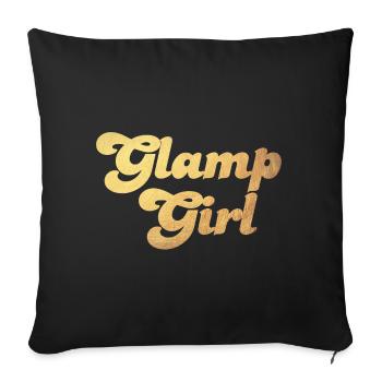 Glamping Camping Gold Girl Woman Holiday Camper Fan - Housse de coussin décorative 45 x 45 cm - noir - Devant