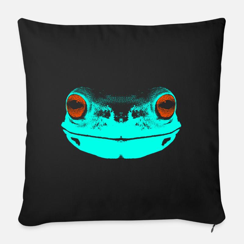 Frog / face / colored - Sofa pillowcase 17,3'' x 17,3'' (45 x 45 cm) - black