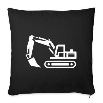 Contours d’une excavatrice : silhouette d’un opérateur d’engin de chantier - Housse de coussin décorative 45 x 45 cm - noir - Devant