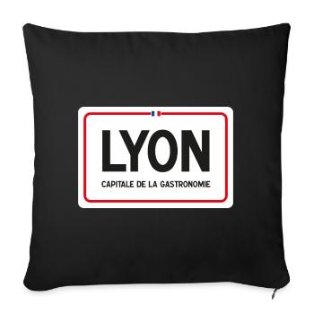 Lyon town sign - Sofa pillowcase 17,3'' x 17,3'' (45 x 45 cm) - black - Front