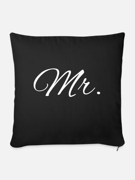 Partnershirts "Mr. & Mrs." weiß - Sofakissenbezug 45 x 45 cm - Schwarz