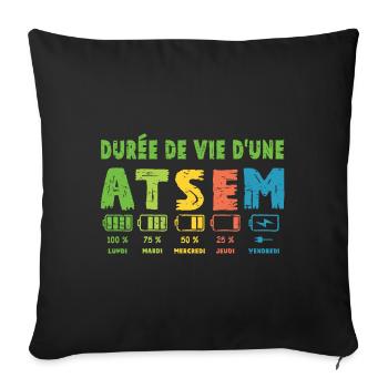 Durée de vie d'une ATSEM Humour Atsem Maternelle - Housse de coussin décorative 45 x 45 cm - noir - Devant